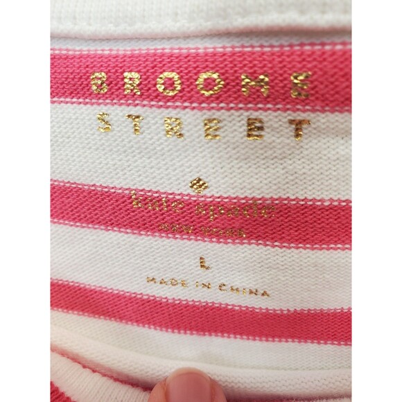 Broome Street x Kate Spade Cotton Pink Striped Peplum Hem Boat Neck Top Size L - Picture 3 of 6